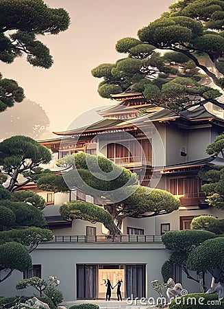 Fictional Mansion in Sendai, Miyagi, Japan. Stock Photo