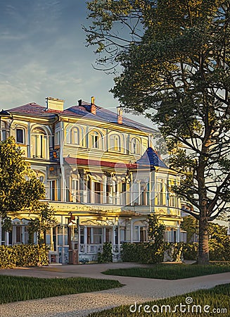 Fictional Mansion in Taganrog, Rostovskaya Oblast’, Russia. Stock Photo