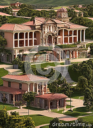 Fictional Mansion in Tunja, Boyacá, Colombia. Stock Photo