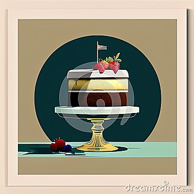Cake Decorator Print Design Style. Generative AI. Stock Photo