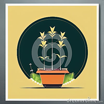 Gardener Print Design Style. Generative AI. Stock Photo