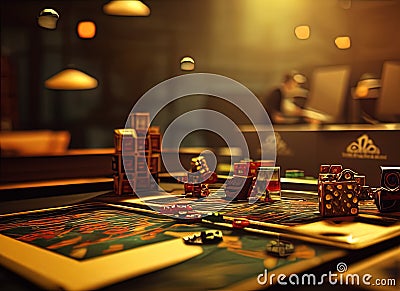 Gaming Dealers Fictional Work Enviroment Scene. Stock Photo
