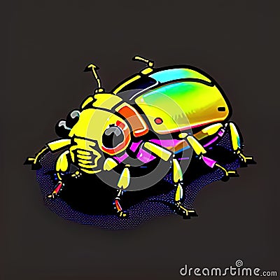 Flour Beetle Animal Style Print Design Logo. Generative AI. Stock Photo