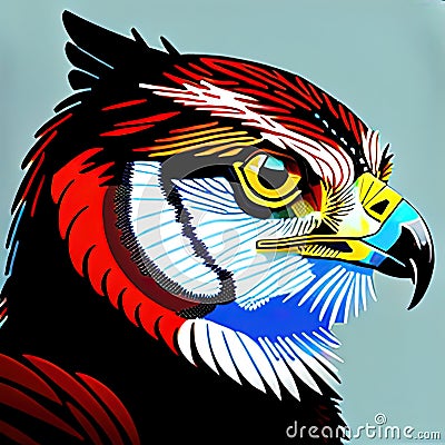 Red-Shouldered Hawk Animal Style Print Design Logo. Generative AI. Stock Photo