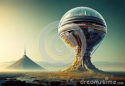 Nara, Nara, Japan Futuristic Cityscape. Generative AI. Stock Photo