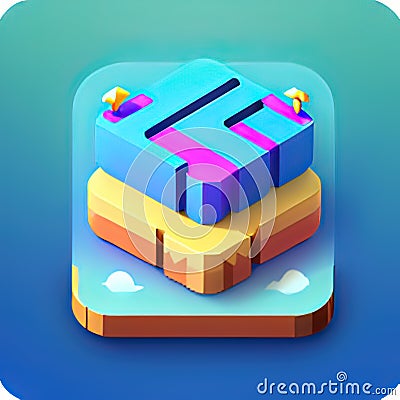 Platformer Software App Style Icon. Generative AI. Stock Photo