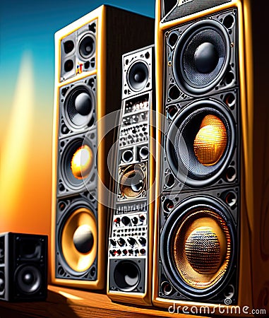 Sound Systems Commercial Business. Generative AI. Stock Photo