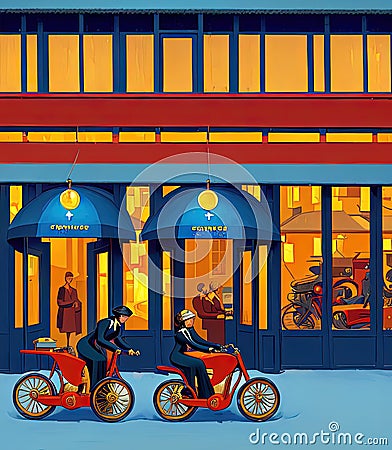 Two Wheelers Service Centres Commercial Business. Generative AI. Stock Photo