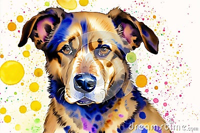 Watercolor painting of the Africanis Dog. Exploring the Spirit of the Africanis Dog Breed. Generative AI Stock Photo