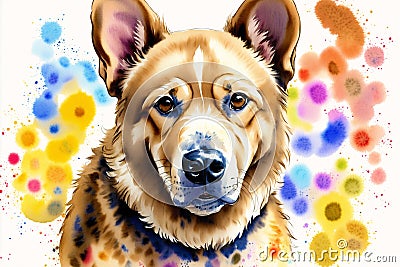 Watercolor painting of the Africanis Dog. Exploring the Spirit of the Africanis Dog Breed. Generative AI Stock Photo