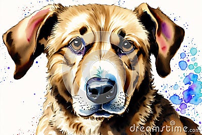 Watercolor painting of the Africanis Dog. Exploring the Spirit of the Africanis Dog Breed. Generative AI Stock Photo