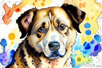 Watercolor painting of the Africanis Dog. Exploring the Spirit of the Africanis Dog Breed. Generative AI Stock Photo