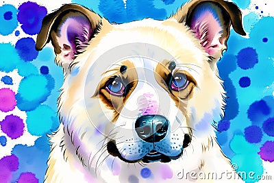 Watercolor painting of the Aidi Dog. The Majestic Aidi the Guardian of the Atlas Mountains. Generative AI Stock Photo