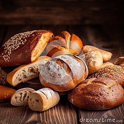 Food_bread_freshly_baked_wooden1_2 Stock Photo