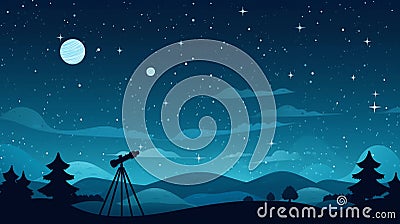 Generative AI Astrologer Watching at Night- Stock Photo