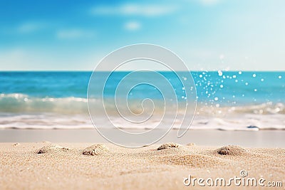 Generative ai: Beach Landscape with sunlight and sea blur background Stock Photo