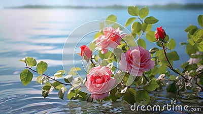 Beautiful_fluffy_branches_of_blooming_rose_shrub_rose_1690446378831_8 Stock Photo