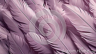 Generative AI, Beautiful lavender, purple color closeup feathers, photorealistic background. Stock Photo