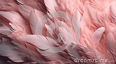 Generative AI, Beautiful light pink closeup feathers, photorealistic background. Stock Photo