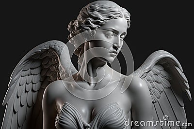 Generative Ai. Beautiful statue of a marble angel. Religious symbol Stock Photo