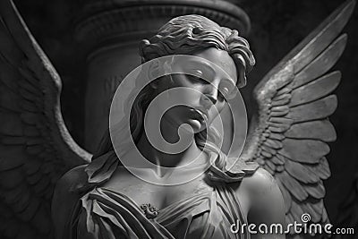 Generative Ai. Beautiful statue of a marble angel. Religious symbol Stock Photo