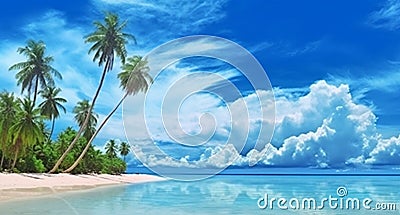 Beautiful tropical landscape beach with green shrub trees 1690445072457 3 Stock Photo