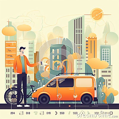 Generative AI Bicycle infographics- Cartoon Illustration