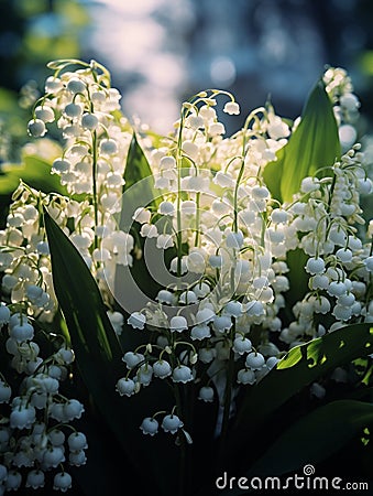 Blossoming_lilies_of_the_valley_in_a_sunny_1690446293295_6 Stock Photo