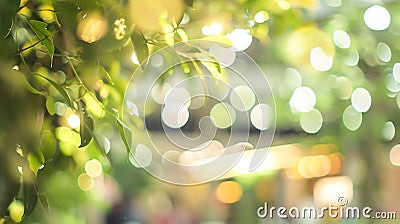 Generative AI Blurred image coffee shop tree light bokeh abstract background Hallway cafe lights bokeh glows inter Stock Photo