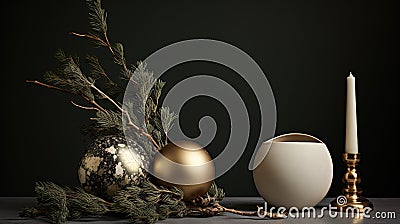 Generative AI, Christmas home decoration close up, muted colors, holiday photorealistic Stock Photo