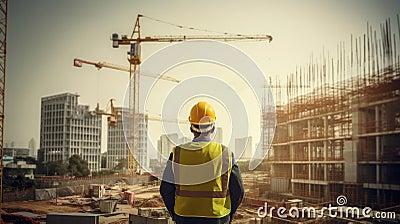 Generative AI Civil engineer and safety officer inspection construction worker Stock Photo