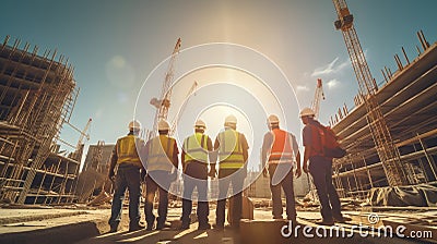 Generative AI Civil engineer and safety officer inspection construction worker Stock Photo