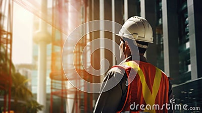 Generative AI Civil engineer and safety officer inspection construction worker Stock Photo