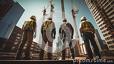 Generative AI Civil engineer and safety officer inspection construction worker teamwork Stock Photo