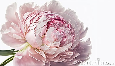 Generative AI, Close up of blooming flowerbeds of peony flowers, floral textured background, spring mood. Stock Photo