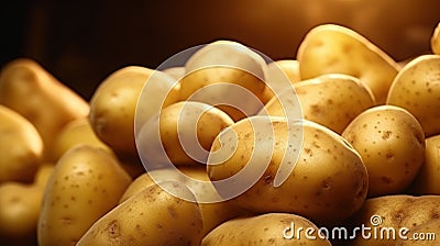 Generative AI, Close up Fresh Organic Whole Potato background. Stock Photo