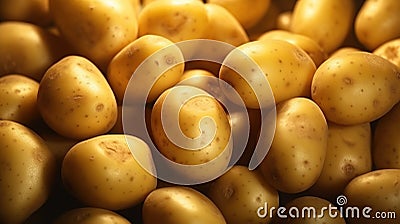Generative AI, Close up Fresh Organic Whole Potato background. Stock Photo