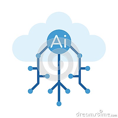 Generative AI Cloud Computing Vector Illustration