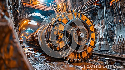 Generative AI Colorful of cutter head of a Tunnel boring machine TBM look like brick building game Machine for und Stock Photo