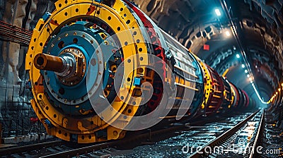Generative AI Colorful of cutter head of a Tunnel boring machine TBM look like brick building game Machine for und Stock Photo