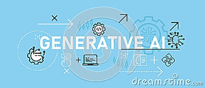 Generative AI conceptual artificial intelligence generative media generation generate system image synthesis icon design Vector Illustration