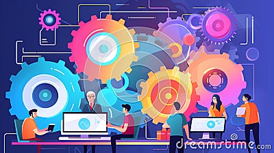 Generative AI Devops Specialists Work Collaboration- Stock Photo