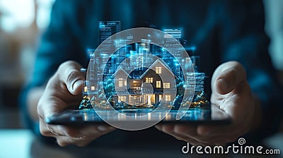 Generative AI Dive into the world of financial strategy as a businessmans hands hold a tablet displaying everincre Stock Photo