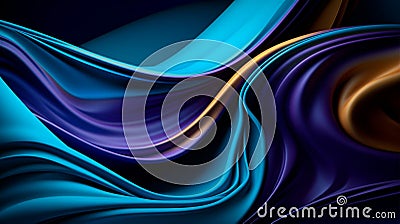 generative AI. Dynamic and colorful fabric blown in the wind, creating a beautiful and flowing artwork in the backdrop Stock Photo