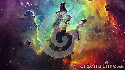 Generative AI The Eagle Nebulaas Pillars of Creation This image shows the pillars as seen in visible light capturi Stock Photo