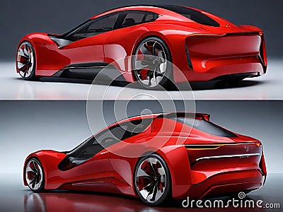 Electric powered red four-wheeled vehicle Stock Photo