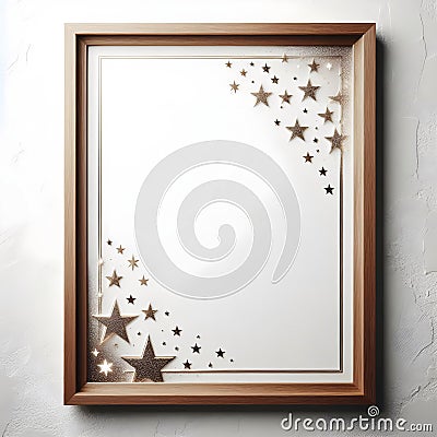 Generative AI empty picture frame decorated with stars Stock Photo