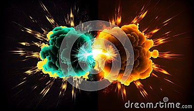 Generative AI, Energetic Eruption: Abstract Background with Two Lively Colors Stock Photo