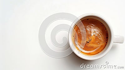 Generative AI Espresso coffee cup flat lay closeup fresh brewed crema large detailed isolated macro closeup blank Stock Photo