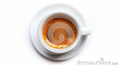 Generative AI Espresso coffee cup flat lay closeup fresh brewed crema large detailed isolated macro closeup blank Stock Photo